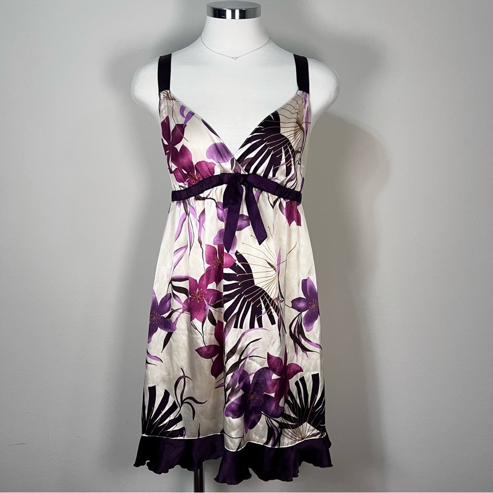 Gilligan & O’Malley Floral Slip Nightgown Dress Y2K Pink Purple Size L